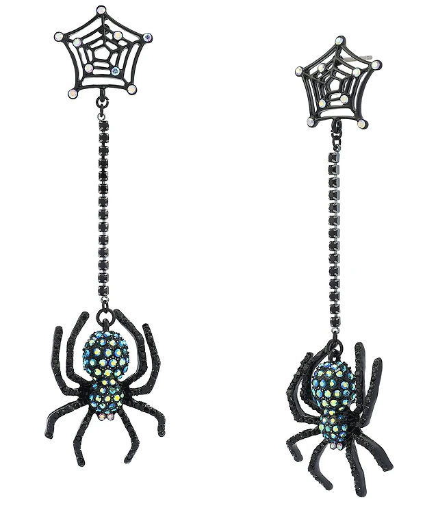 Betsey Johnson Halloween Spiderweb Linear Earrings