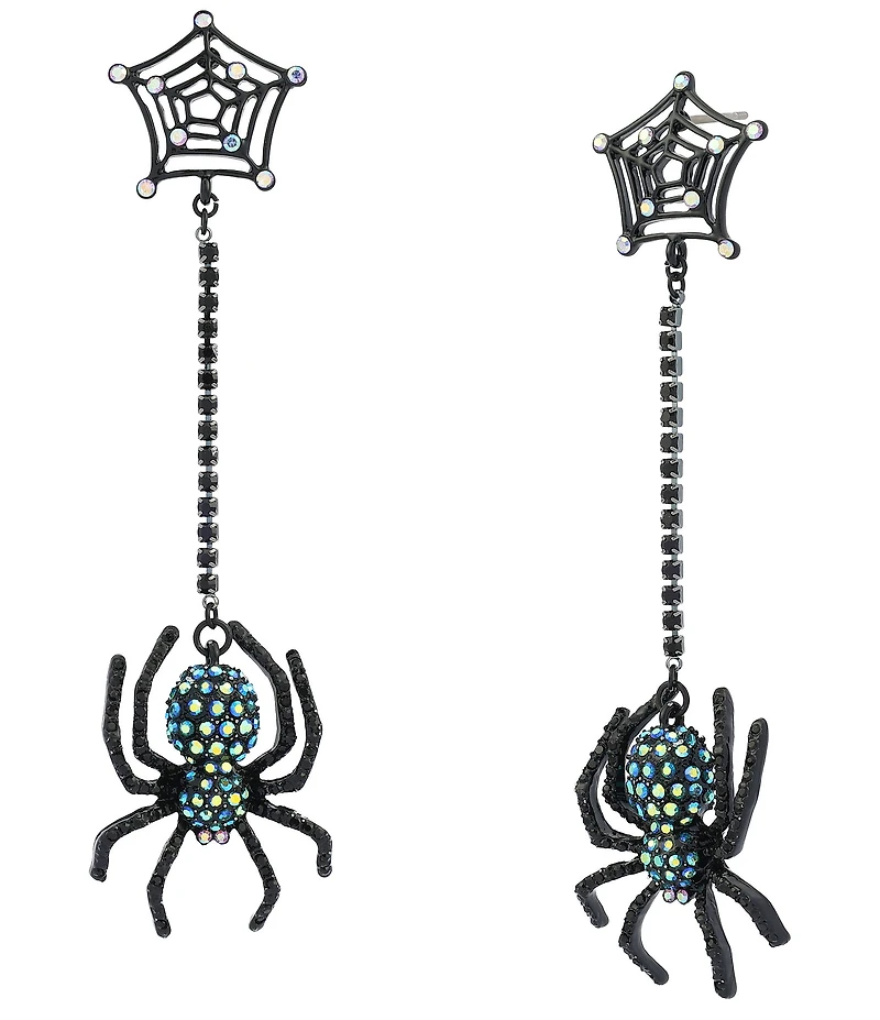 Betsey Johnson Halloween Spiderweb Linear Earrings