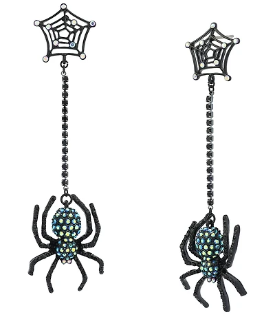 Betsey Johnson Halloween Spiderweb Linear Earrings