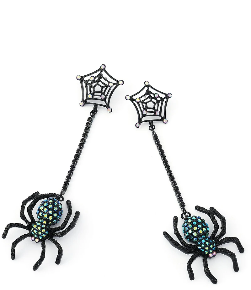 Betsey Johnson Halloween Spiderweb Linear Earrings