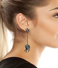 Betsey Johnson Halloween Spiderweb Linear Earrings