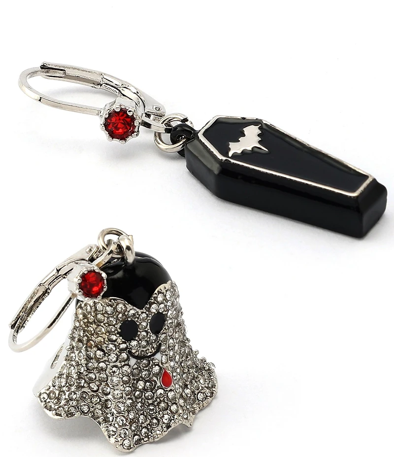 Betsey Johnson Halloween Vampire & Coffin Mismatch Drop Earrings