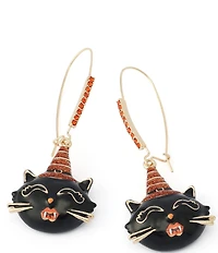 Betsey Johnson Halloween Witchy Cat Dangle Drop Earrings