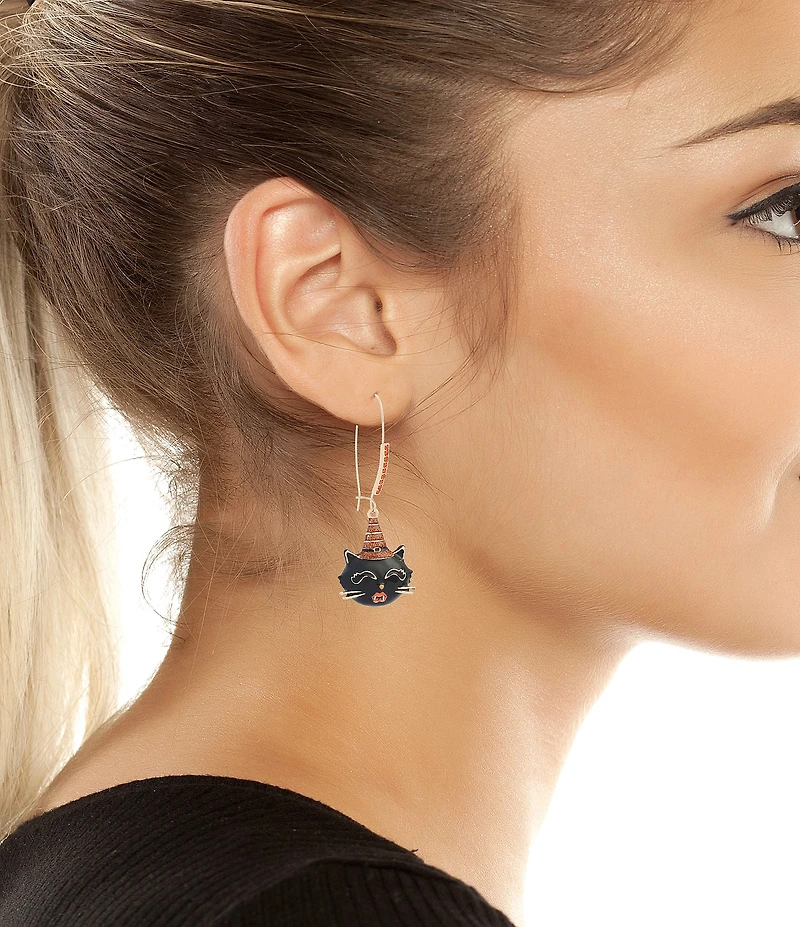 Betsey Johnson Halloween Witchy Cat Dangle Drop Earrings