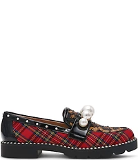 Betsey Johnson Harloe Rhinestone Leopard and Plaid Print Loafers