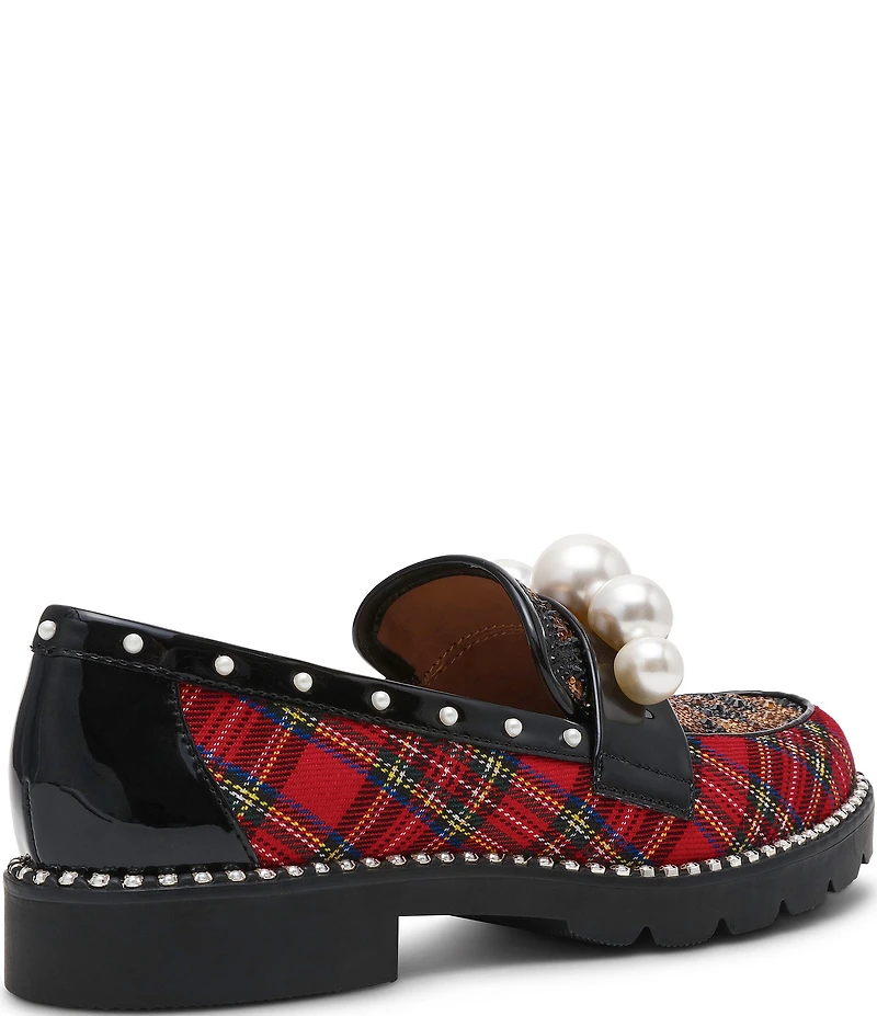 Betsey Johnson Harloe Rhinestone Leopard and Plaid Print Loafers