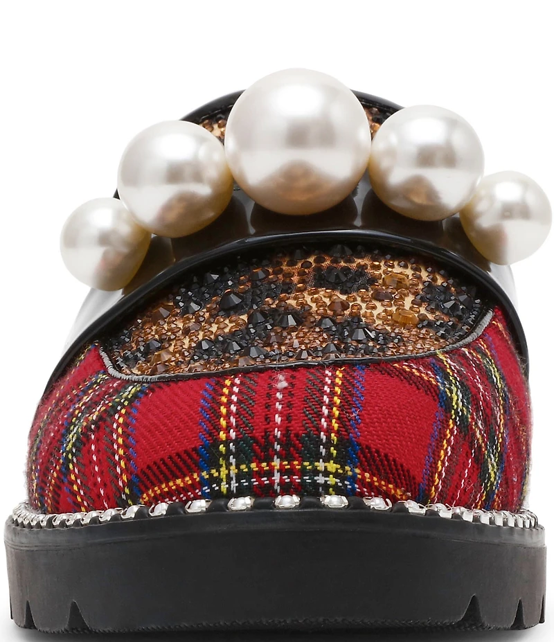 Betsey Johnson Harloe Rhinestone Leopard and Plaid Print Loafers