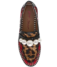 Betsey Johnson Harloe Rhinestone Leopard and Plaid Print Loafers