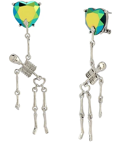 Betsey Johnson Heart Skeleton Drop Earrings