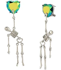 Betsey Johnson Heart Skeleton Drop Earrings