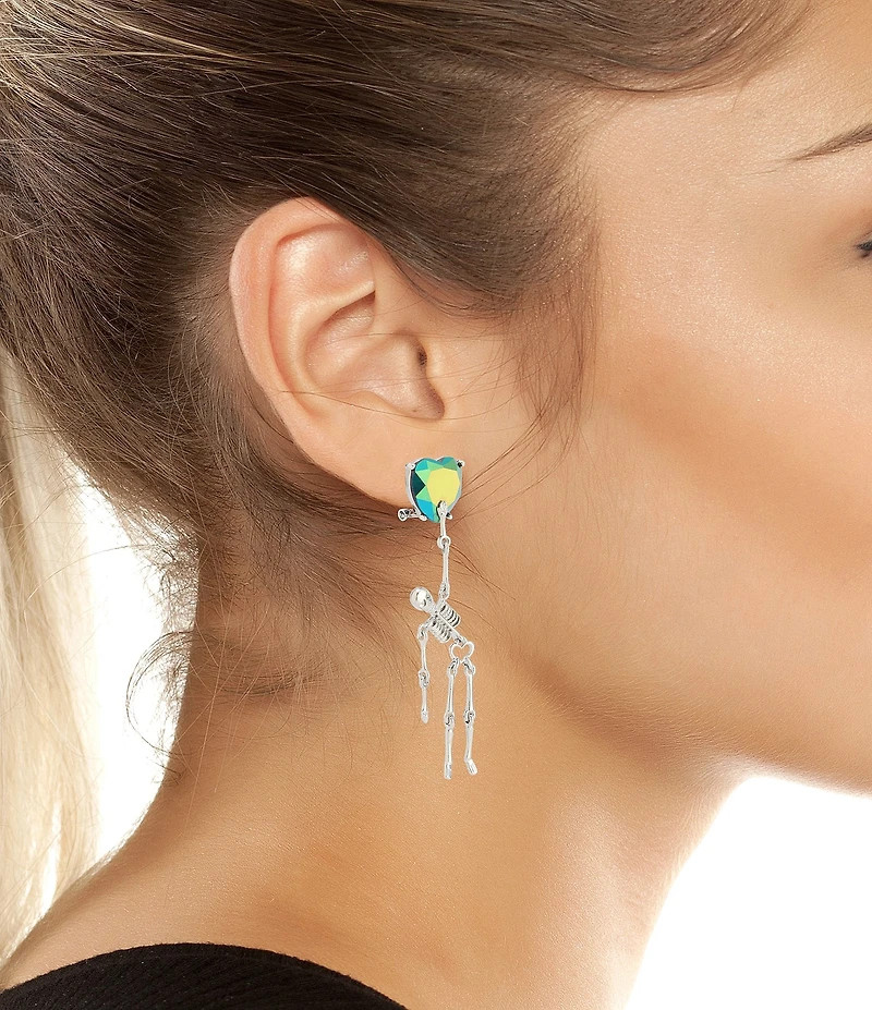 Betsey Johnson Heart Skeleton Drop Earrings