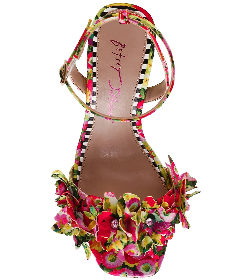 Betsey Johnson Hilley Floral Rhinestone Detail Dress Sandals