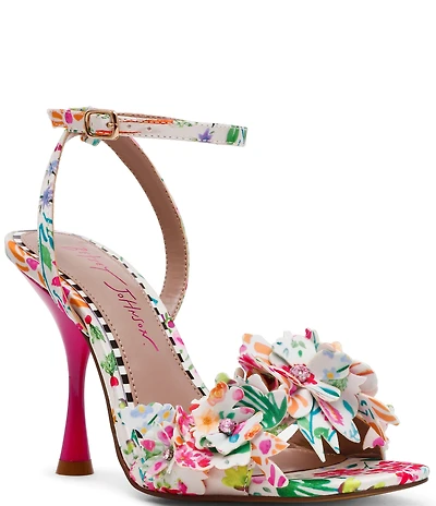 Betsey Johnson Hilley Floral Rhinestone Detail Dress Sandals