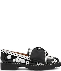 Betsey Johnson Hurley Polka Dot Pearl Embellished Oversized Bow Loafers