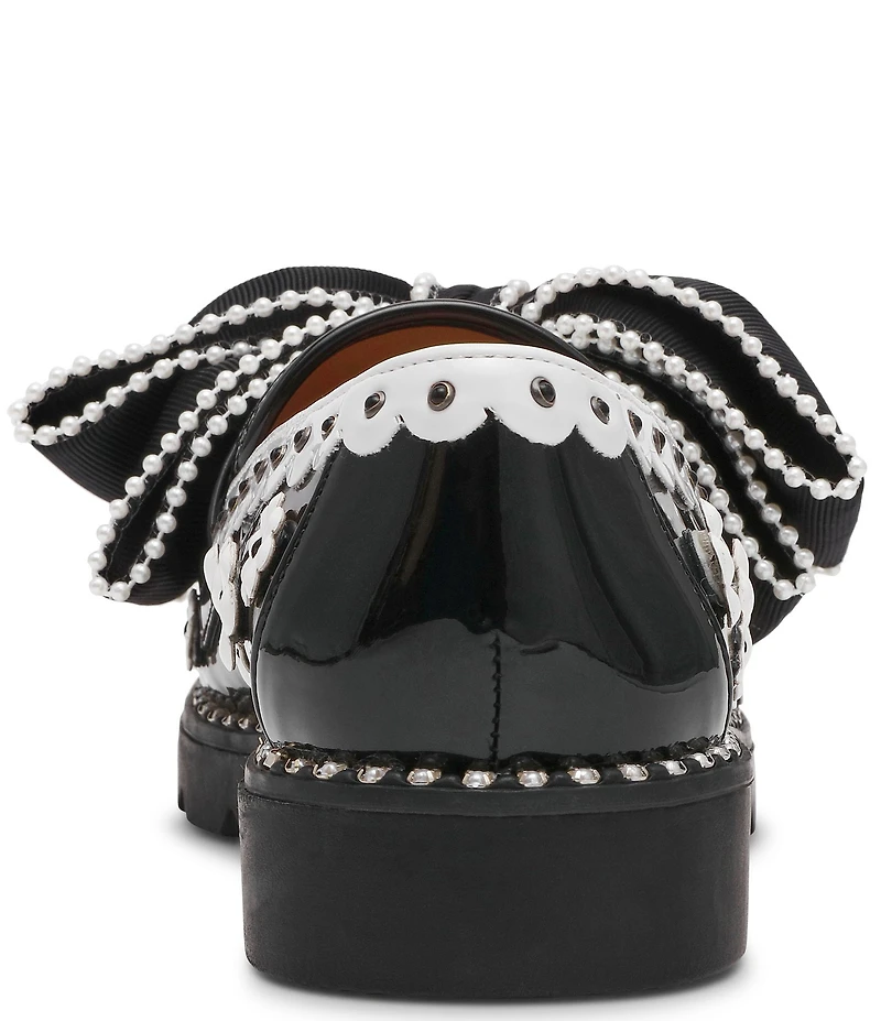 Betsey Johnson Hurley Polka Dot Pearl Embellished Oversized Bow Loafers