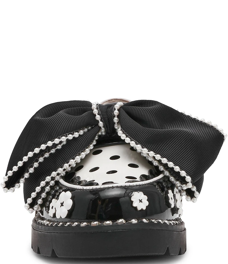 Betsey Johnson Hurley Polka Dot Pearl Embellished Oversized Bow Loafers