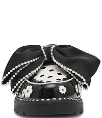 Betsey Johnson Hurley Polka Dot Pearl Embellished Oversized Bow Loafers