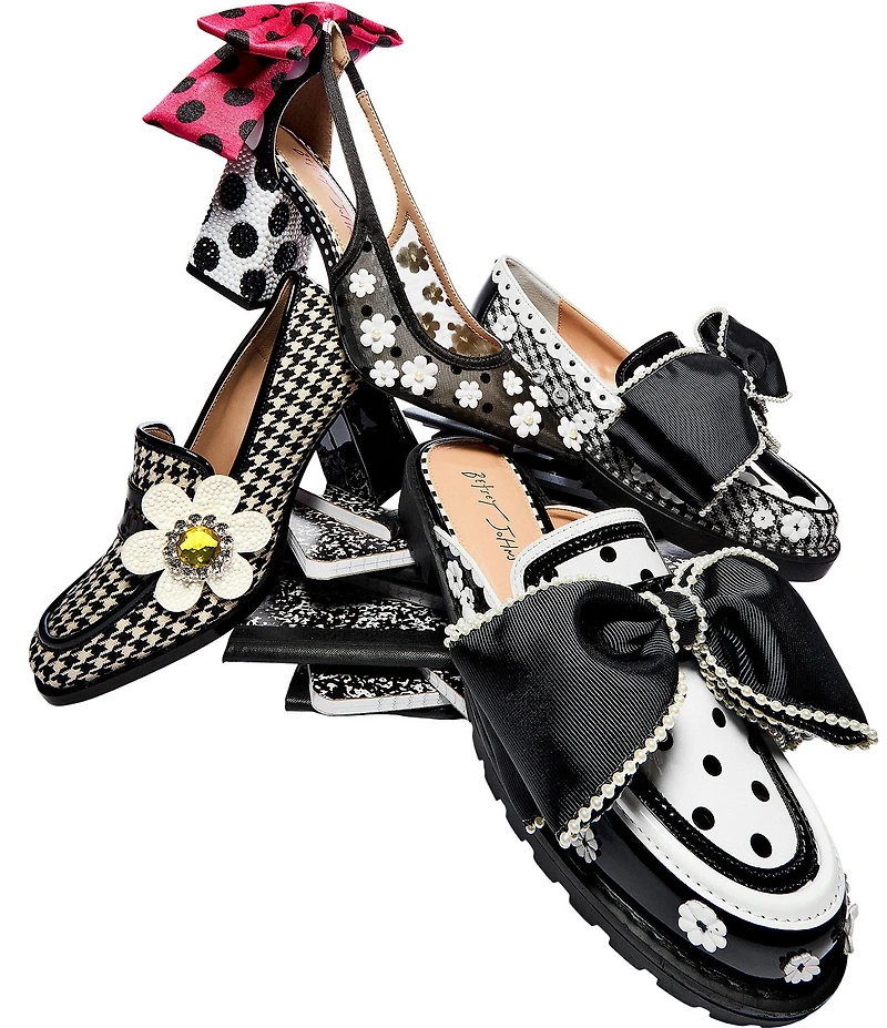 Betsey Johnson Hurley Polka Dot Pearl Embellished Oversized Bow Loafers