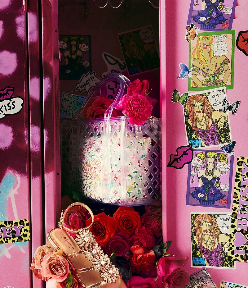 Betsey Johnson Jammin Pouch and Clear Satchel Handle Bag