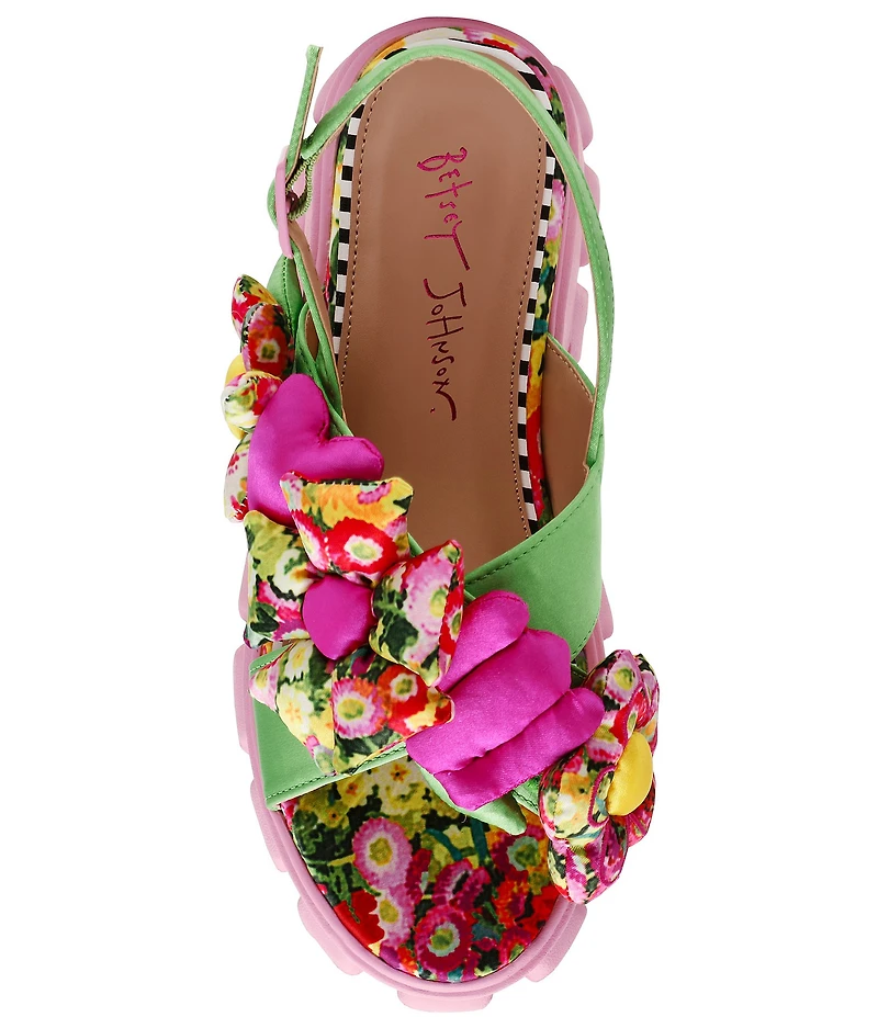 Betsey Johnson Jeromy Puffy Flower Platform Sandals