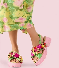Betsey Johnson Jeromy Puffy Flower Platform Sandals
