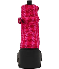 Betsey Johnson Jonnie Plaid Pearl Ornamented Platform Combat Boots