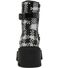 Betsey Johnson Jonnie Plaid Sequin Pearl Ornamented Platform Combat Boots