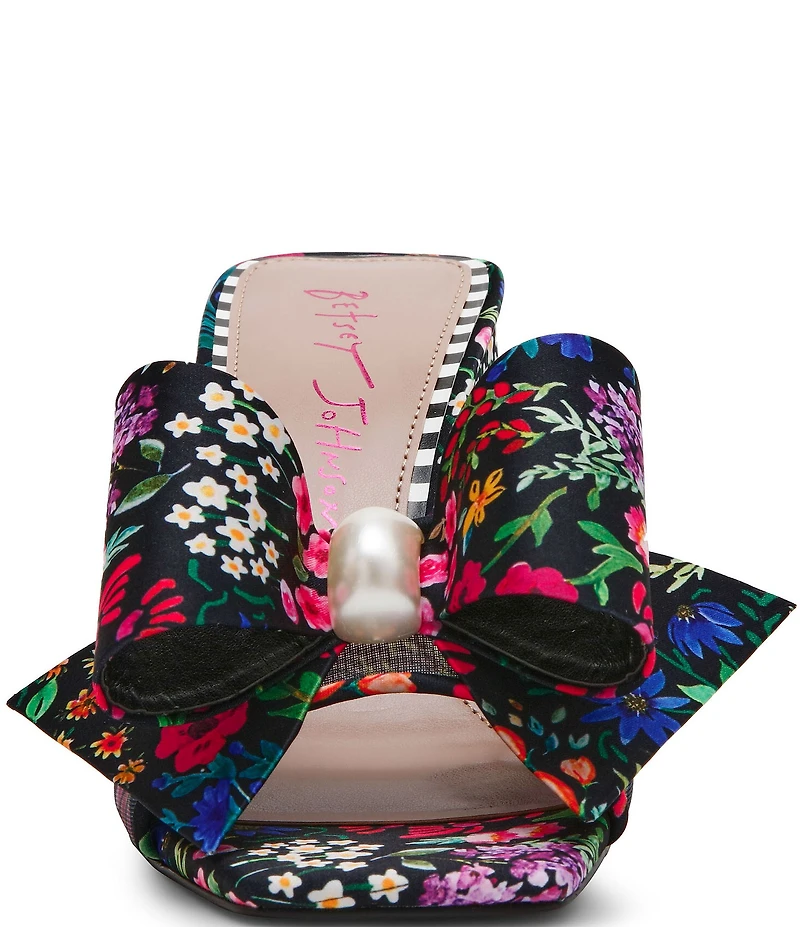 Betsey Johnson Jordn Oversized Bow Pearl Embellished Dress Slide Sandals