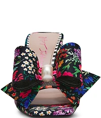 Betsey Johnson Jordn Oversized Bow Pearl Embellished Dress Slide Sandals