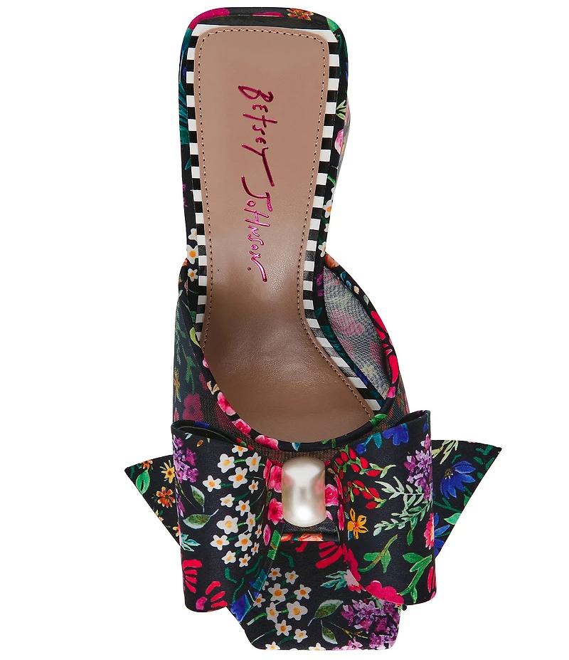 Betsey Johnson Jordn Oversized Bow Pearl Embellished Dress Slide Sandals
