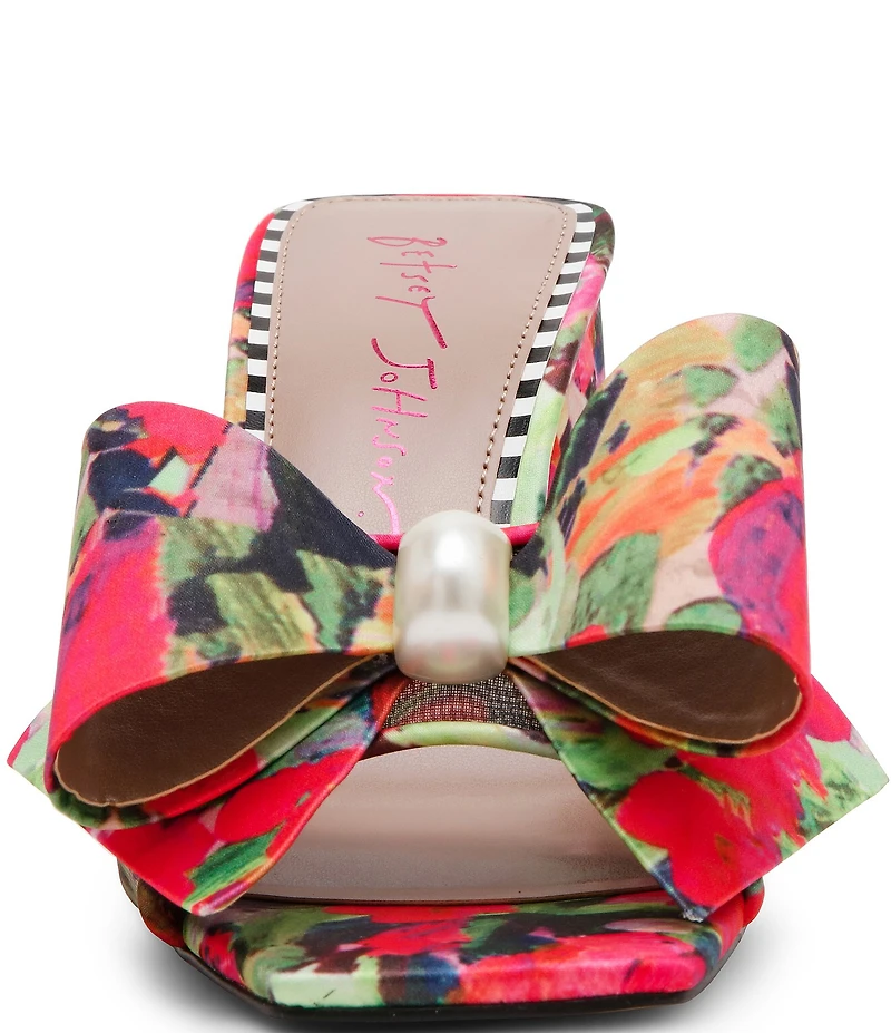 Betsey Johnson Jordn Oversized Bow Pearl Embellished Dress Slide Sandals