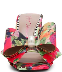 Betsey Johnson Jordn Oversized Bow Pearl Embellished Dress Slide Sandals