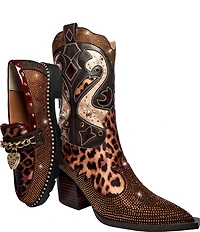 Betsey Johnson Journie Leopard Embellished Western Boots