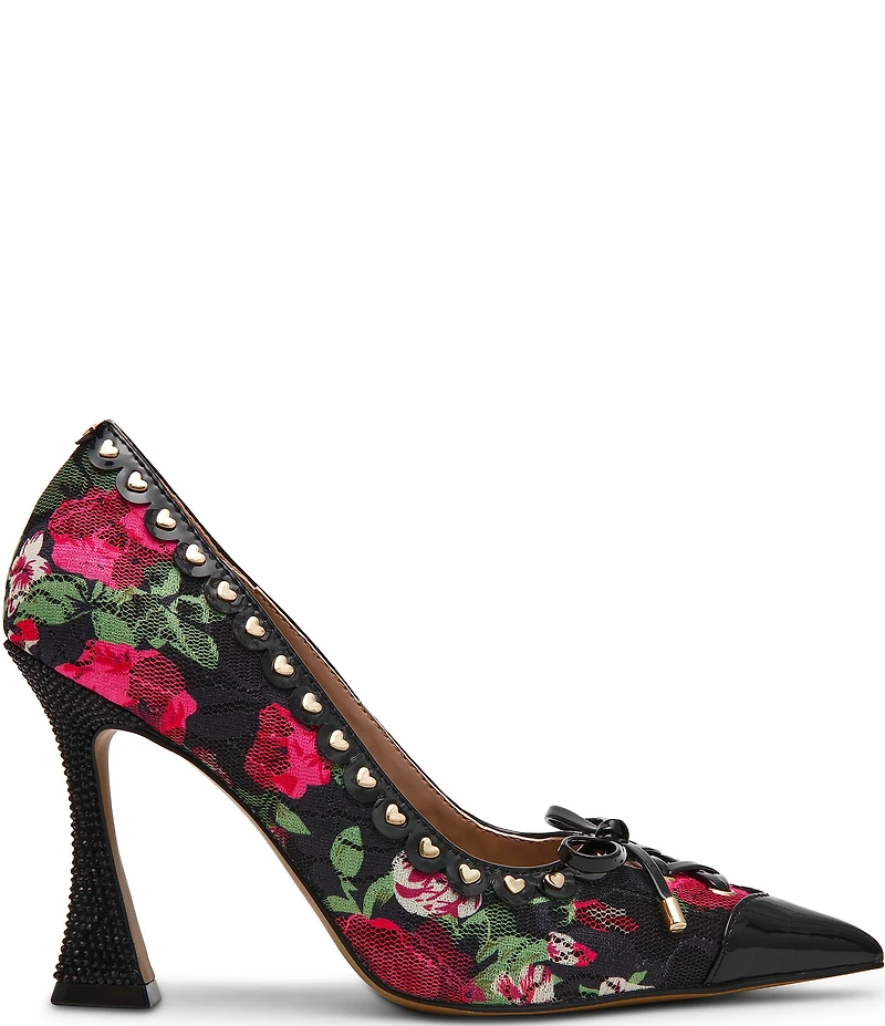 Betsey Johnson Jovi Floral Print Pointed Toe Pumps