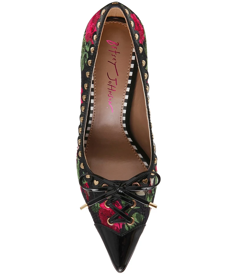 Betsey Johnson Jovi Floral Print Pointed Toe Pumps