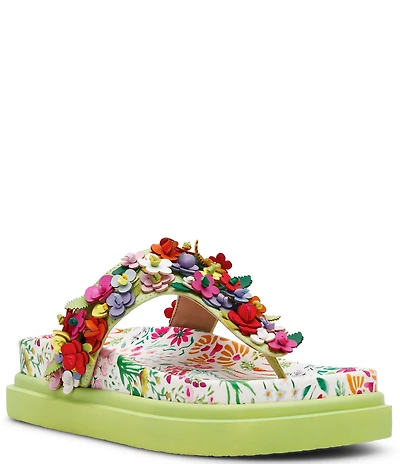 Betsey Johnson Kammeron 3D Floral Thong Footbed Sandals