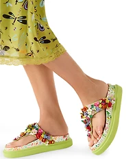Betsey Johnson Kammeron 3D Floral Thong Footbed Sandals