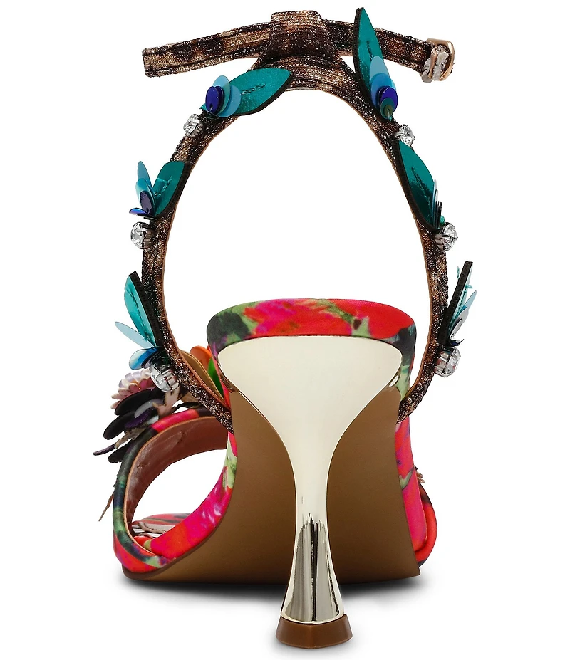Betsey Johnson Karra Floral Print and Ornament Velvet Dress Sandals