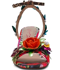 Betsey Johnson Karra Floral Print and Ornament Velvet Dress Sandals