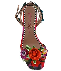 Betsey Johnson Karra Floral Print and Ornament Velvet Dress Sandals