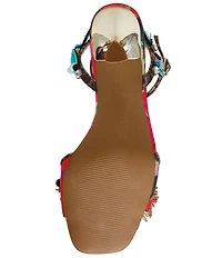 Betsey Johnson Karra Floral Print and Ornament Velvet Dress Sandals