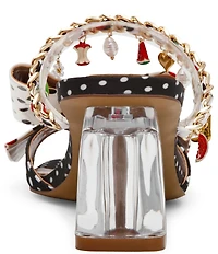 Betsey Johnson Kayleen Polka Dot Print Charm and Bow Embellished Dress Sandals