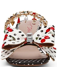 Betsey Johnson Kayleen Polka Dot Print Charm and Bow Embellished Dress Sandals