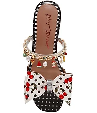 Betsey Johnson Kayleen Polka Dot Print Charm and Bow Embellished Dress Sandals