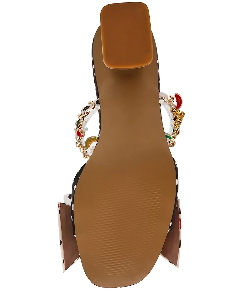 Betsey Johnson Kayleen Polka Dot Print Charm and Bow Embellished Dress Sandals