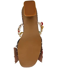 Betsey Johnson Kayleen Polka Dot Print Charm and Bow Embellished Dress Sandals