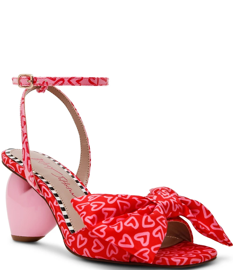 Betsey Johnson Kendal Heart Print Oversized Bow Dress Sandals