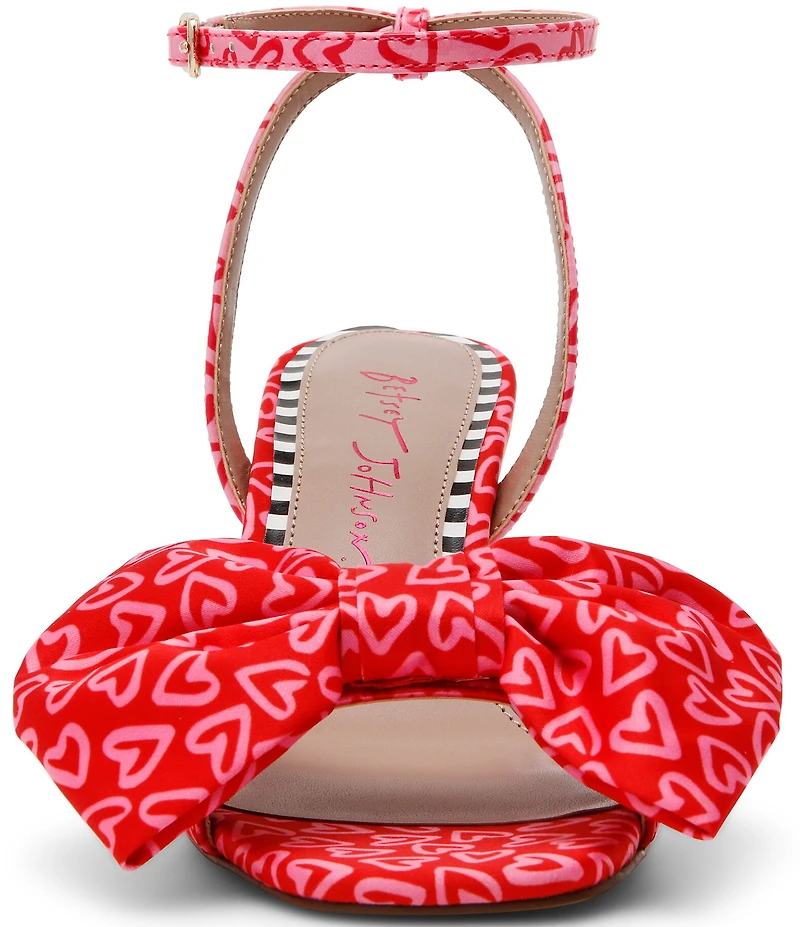 Betsey Johnson Kendal Heart Print Oversized Bow Dress Sandals