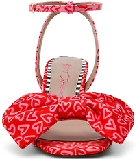 Betsey Johnson Kendal Heart Print Oversized Bow Dress Sandals