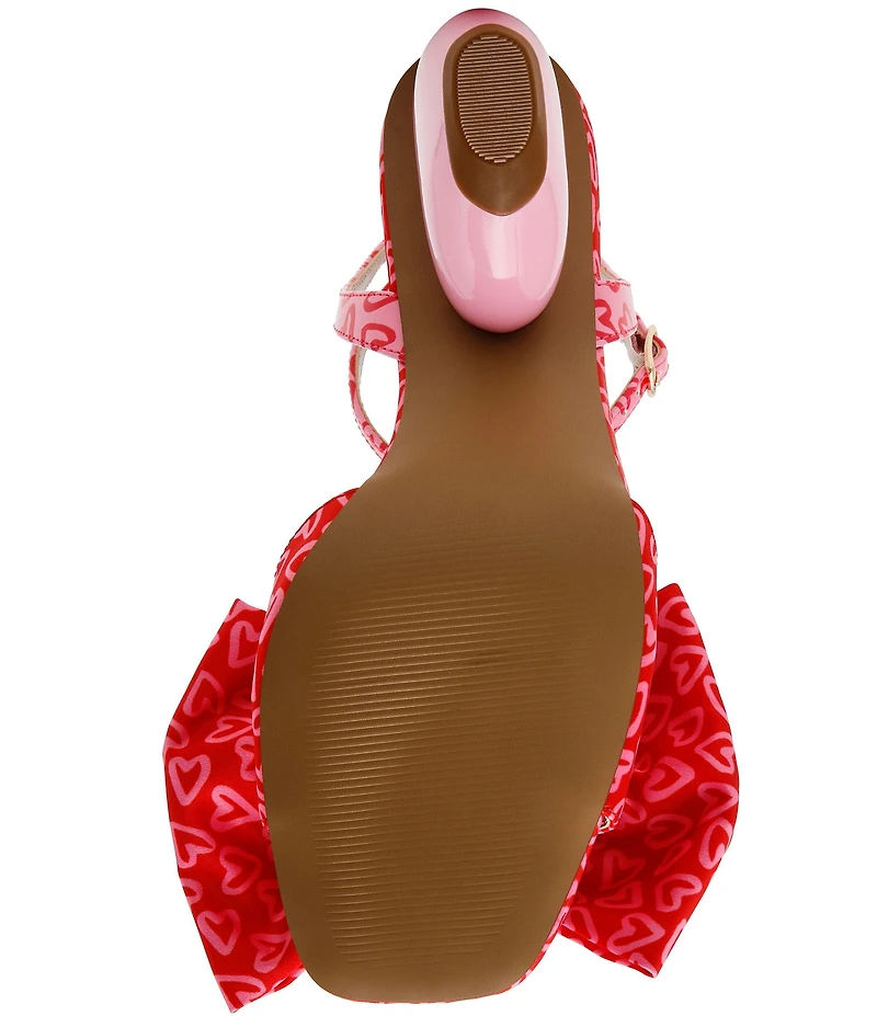 Betsey Johnson Kendal Heart Print Oversized Bow Dress Sandals